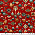 Tissus en coton de Noël au mètre, 160 cm motif Boules de Noël rouge