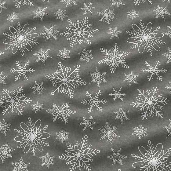 Tissus en coton de Noël au mètre, 160 cm motif Noël Gris