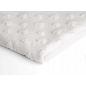 Tissu minky coeurs, 330 gr/m2, largeur 160 cm, blanche