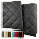 Simili cuir matelassé 5X5 cm, 540 g/m², largeur 145 cm, noir avec fil blanc