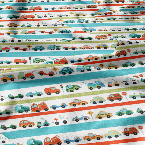 Tissu coton au métre imprimé Voitures modern