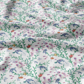 Tissu coton au métre imprimé Monde de l’eau blanche