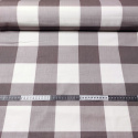 Tissu coton au métre couleur blanche carreaux maron 8 cm