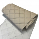 Simili cuir matelassé 5X5 cm, 540 g/m², largeur 145 cm, beige avec fil marron