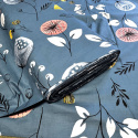 Tissu coton au métre imprimé Fleurs sur Bleu, 160 cm