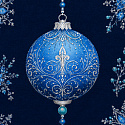 Tissus en coton de Noël au mètre, 160 cm motif Boules de Noël bleu-marine