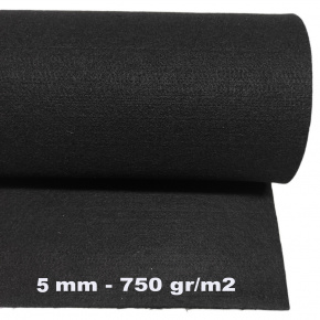 Feutrine technique 5 mm, 750 g/m², largeur 150 cm, noir