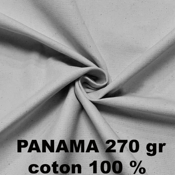 Tissu coton prélavé Panama, 270 g/m², largeur 150 cm, Gris clair