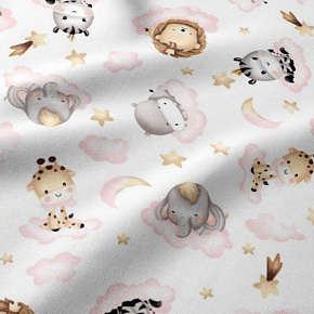 Tissu coton au métre imprimé, couleur blanche, 160 cm