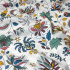 Tissu en coton au mètre, 125 g/m², largeur 160 cm, imprimé à fleurs sur fond blanc