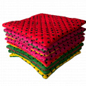 Coussin d'assise 40x40x2cm Pois Noir sur Amarante et Jaune