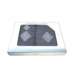 Serviette de toilette à broder en coton, éponge (3 pièces) Graphite