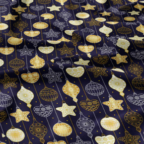 Tissus en coton de Noël au mètre, 160 cm motif Noël 20 bleu-marine