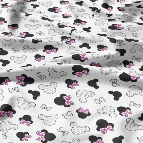 Tissu coton au métre imprimé Miky cocardes rose