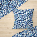 Tissu en coton uni au mètre, 125 g/m², largeur 160 cm, Triangulair bleu 2cm 