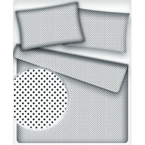 Tissu coton au métre couleur blanche pois noir 4 mm