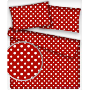 Tissu coton au métre couleur rouge pois blanche 7 mm