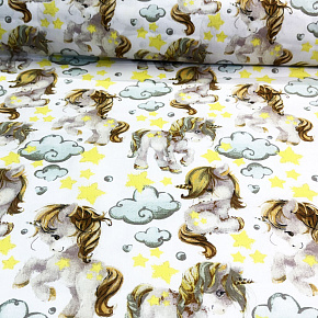 Tissu coton au métre imprimé Licorne gris couleur blanche Tissu coton au métre imprimé Licorne gris couleur blanche