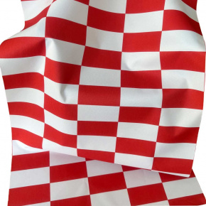 Tissu d'extérieur, déperlant pour transats et hamacs de jardin, Blanc-Rouge Damier 5x10 cm