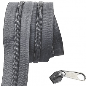 Fermeture à glissière en spirale graphite  8 mm au métre