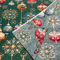 Vianočný vzor bavlnenej látky Vianočné Gule na Zelenom, metráž 160 cm