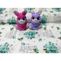 Tissu en coton au mètre, 125 g/m², largeur 160 cm, imprimé à fleurs turquoise