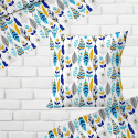 Tissu coton au métre couleur blanche plumes bleu 480