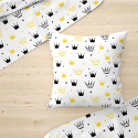 Tissu coton au mètre, 125 g/m², largeur 160 cm, imprimé Couronnes jaune et blanche
