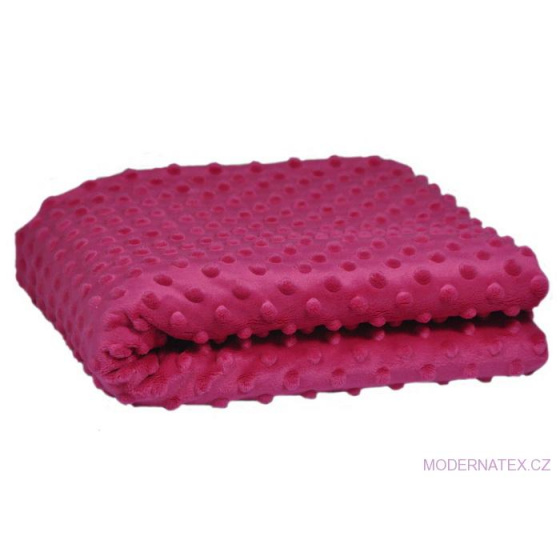 Minky 380 látky mikroplyš puntík  barva tm. fuchsia 