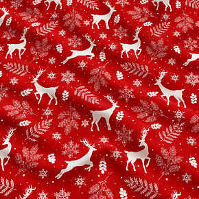 Tissus en coton de Noël au mètre, 160 cm motif Noël Rouge