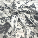 Christmas cotton fabric, by the meter, width 160 cm, Scandinavian motif Grey on White