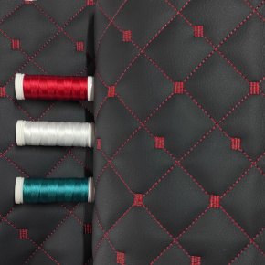 Ekokůže prošívaná MIX 3x3 cm barva Černo-Červená 1,1 m x 0,6 m