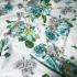 Tissu en coton au mètre, 125 g/m², largeur 160 cm, imprimé à fleurs sur fond blanc