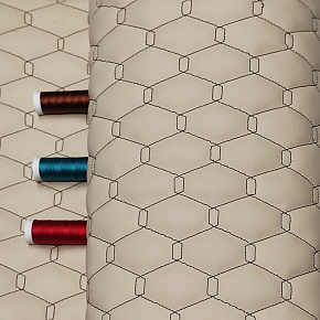 36Ekokůže GEO barva béžová prošívaná hnědými nitěmi, 1,45 m x 0,6 m