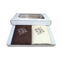 Serviette de toilette à broder en coton, éponge (2 pièces) Marrone et Ecru