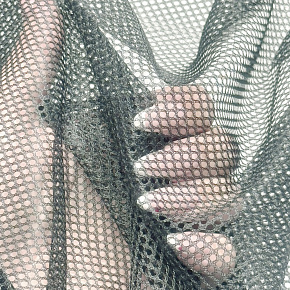 Tissu filet mesh gris clair au mètre, maille fine 2 × 2 mm, 60 g/m², largeur 150 cm