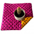 Coussin d'assise 40x40x2cm Pois Noir sur Amarante et Jaune