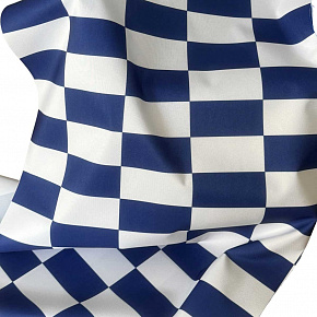 Tissu d'extérieur, déperlant pour transats et hamacs de jardin, Blanc Bleu Damier 5x10 cm