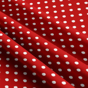 Tissu coton au métre couleur rouge pois blanche 10 mm