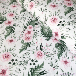 Tissu en coton au mètre, 125 g/m², largeur 160 cm, imprimé à fleurs