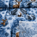Tissus en coton de Noël au mètre, 160 cm motif Nature Bleu