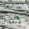 Christmas cotton fabric, by the meter, width 160 cm, Green Elves on Gray