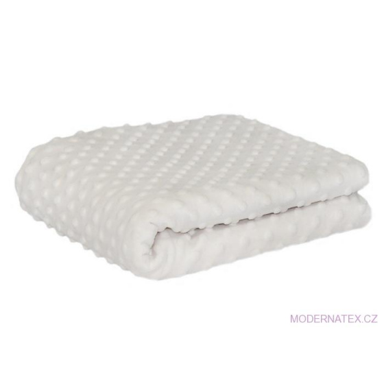 Minky 380 látky mikroplyš puntík  barva bílá