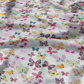 Tissu coton au métre imprimé Papillons Nez couleur gris Tissu coton au métre imprimé Papillons Nez couleur gris