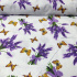 Tissu en coton au mètre, 125 g/m², largeur 160 cm, imprimé à fleurs lavande