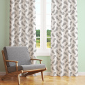 Tissu coton au métre couleur blanche plumes gris