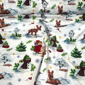 Tissus en coton de Noël au mètre, 160 cm motif Noël Blanche