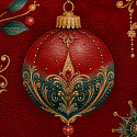 Tissus en coton de Noël au mètre, 160 cm motif Boules de Noël rouge