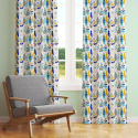 Tissu coton au métre couleur blanche plumes bleu 480