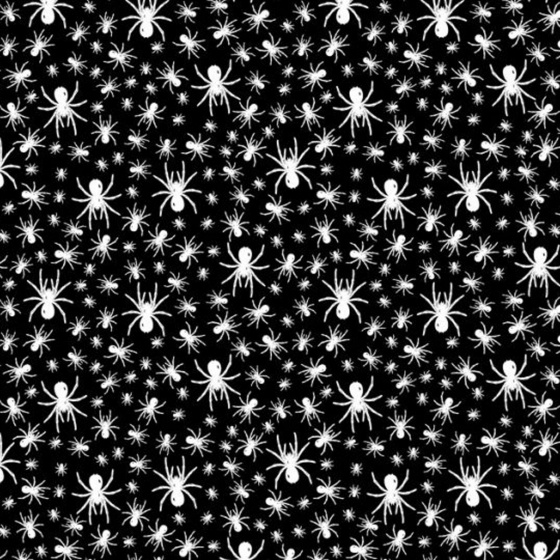Tissu coton au métre imprimé Araignées couleur noir